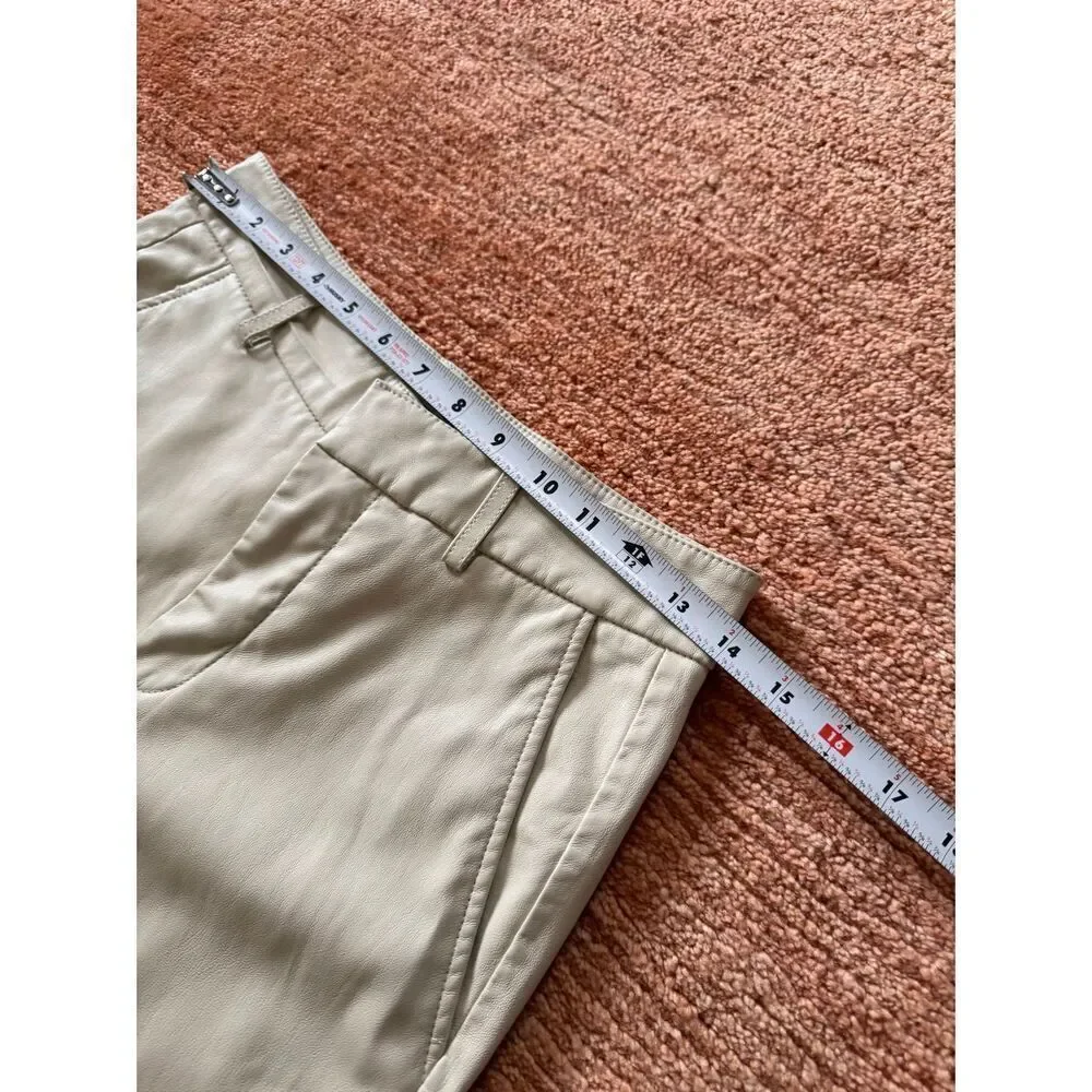 ZARA Beige Faux Leather Straight Pants Size US 2 EUR 34